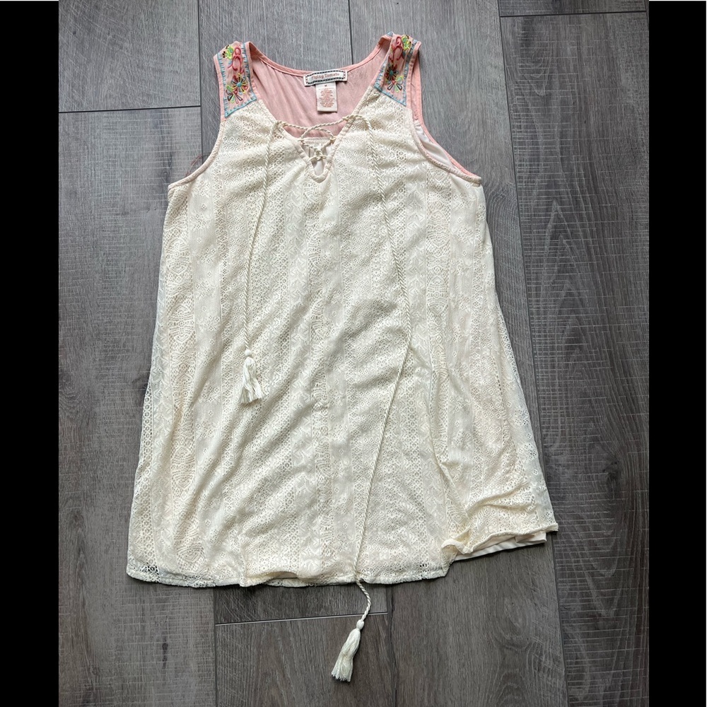 Flying Tomato Tie Up Lace Detailed Tunic Size Medium